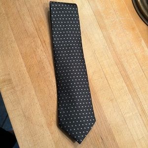 Claiborne Men’s Silk Neck Tie, Black with silver and red motif